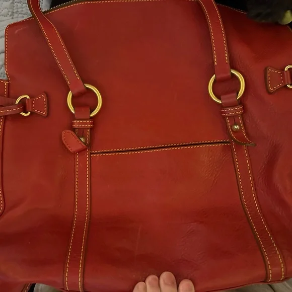 Dooney Bourke Florentine Leather Satchel Handbag Red - Picture 2 of 16